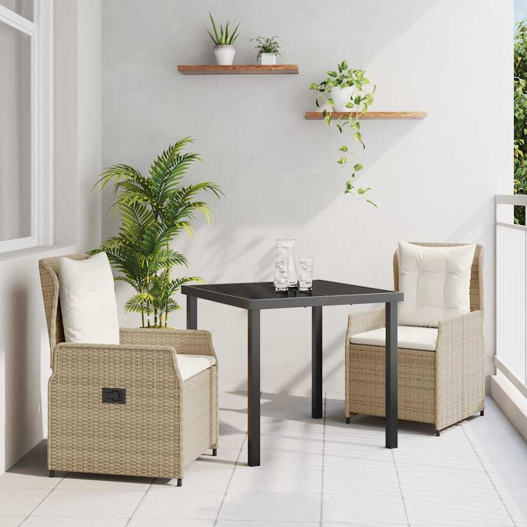 vidaXL Zestaw do jadalni w ogrodzie 3 pcs Beżowy i jasnoszary