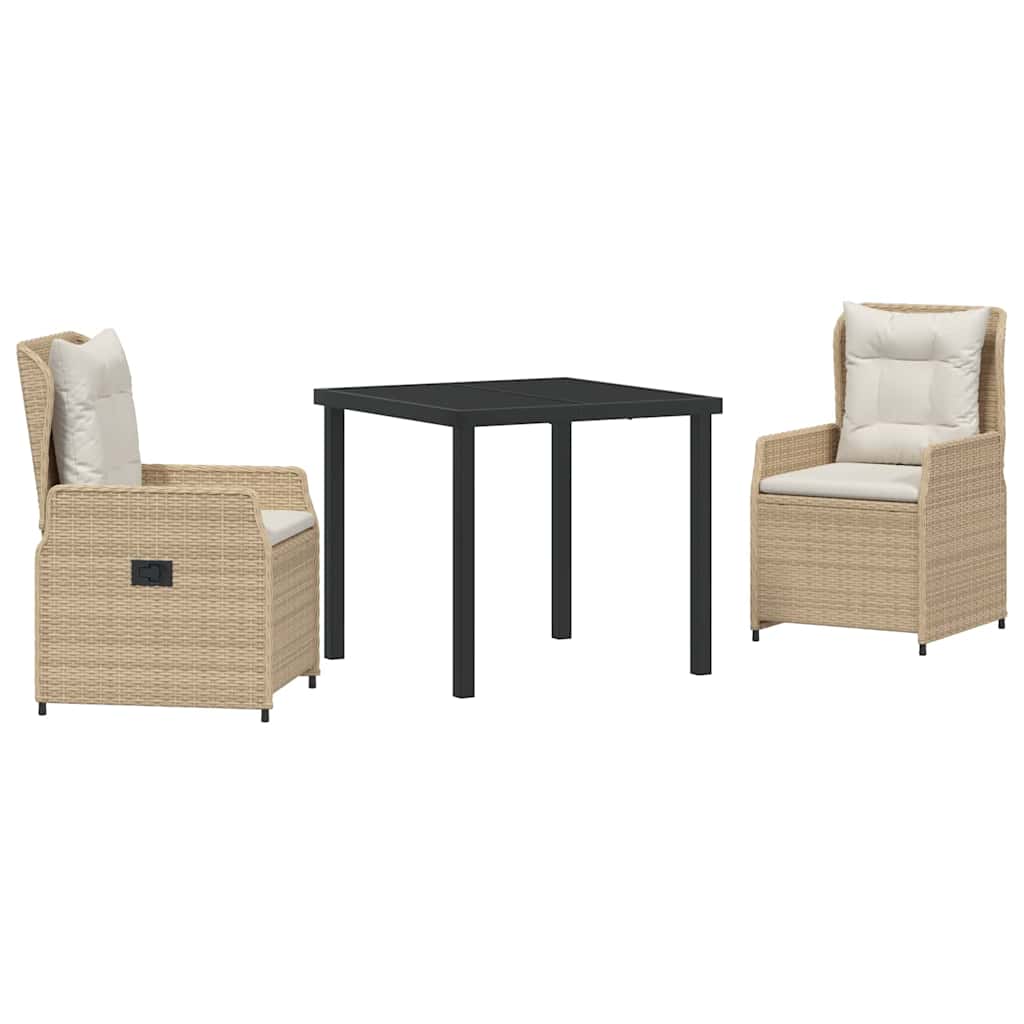 vidaXL Zestaw do jadalni w ogrodzie 3 pcs Beżowy i jasnoszary