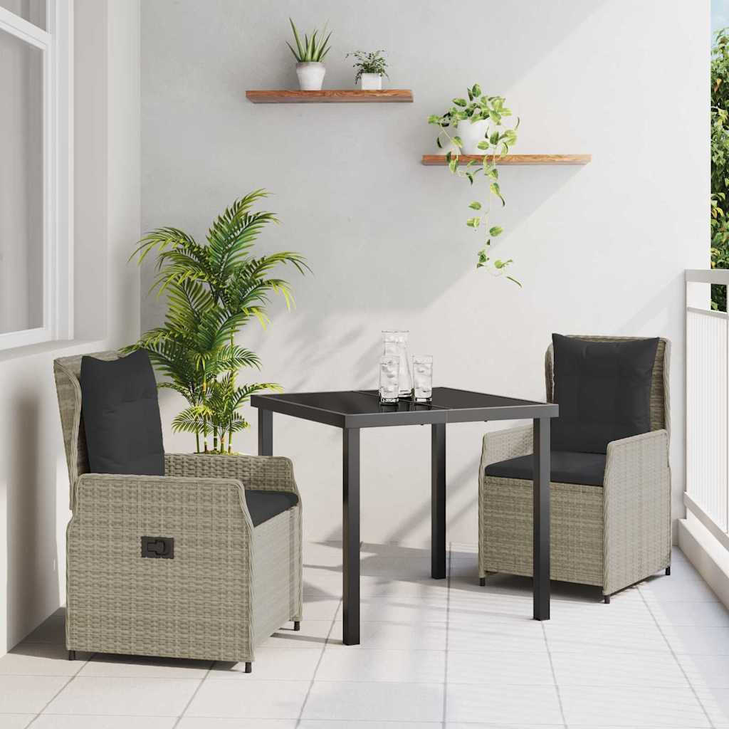 vidaXL Zestaw do jadalni w ogrodzie 3 pcs Jasnoszary polirattan