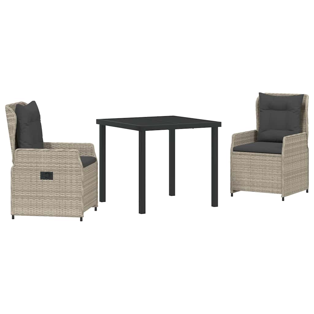 vidaXL Zestaw do jadalni w ogrodzie 3 pcs Jasnoszary polirattan