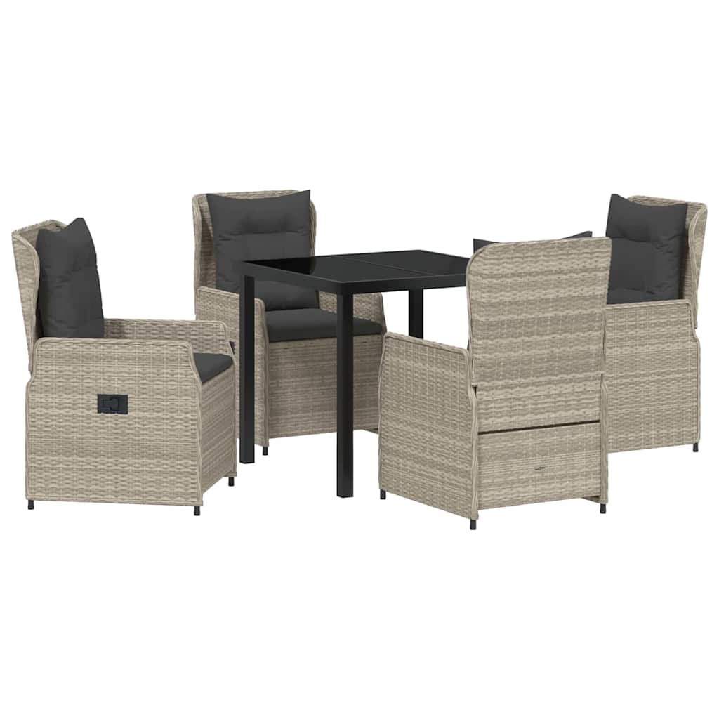 vidaXL Zestaw do jadalni w ogrodzie 5 pcs Jasnoszary polirattan
