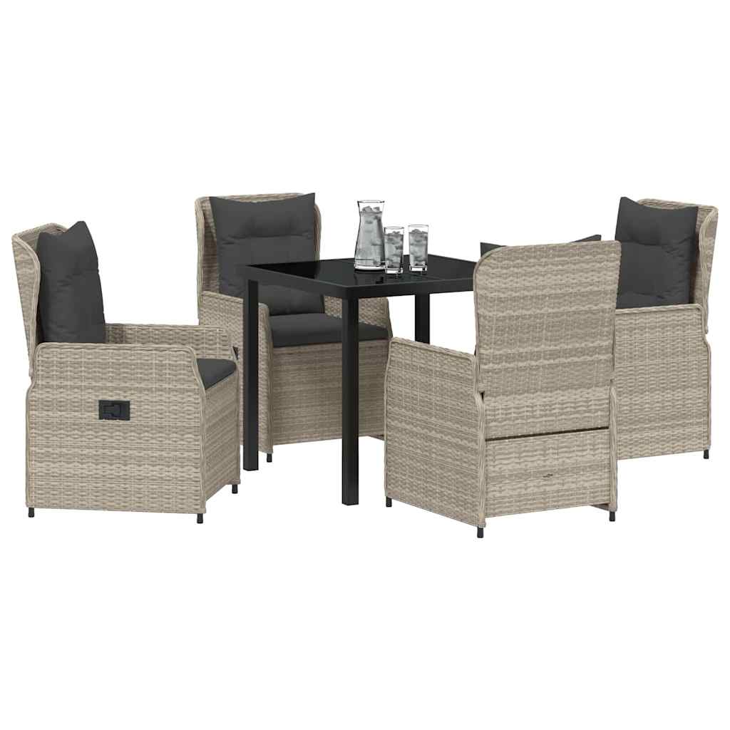 vidaXL Zestaw do jadalni w ogrodzie 5 pcs Jasnoszary polirattan
