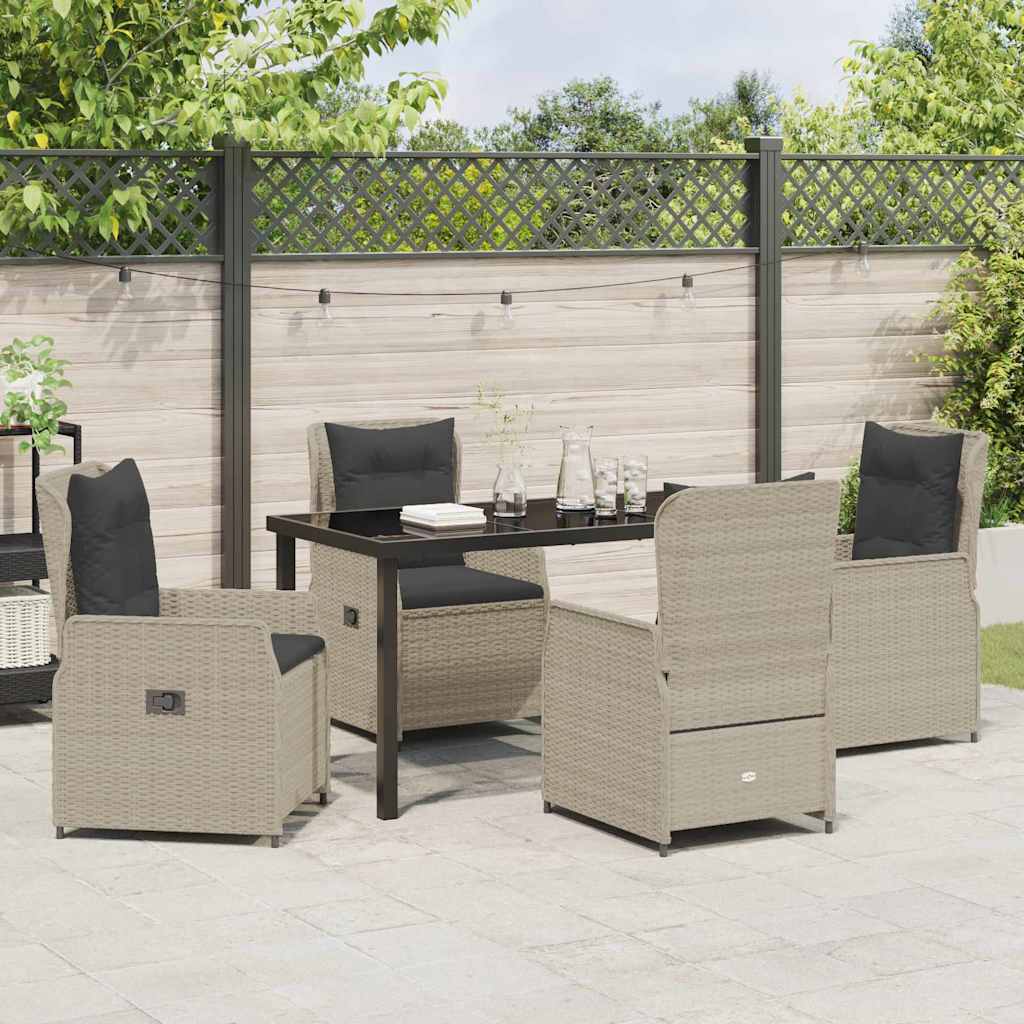 vidaXL Zestaw do jadalni w ogrodzie 5 pcs Jasnoszary polirattan