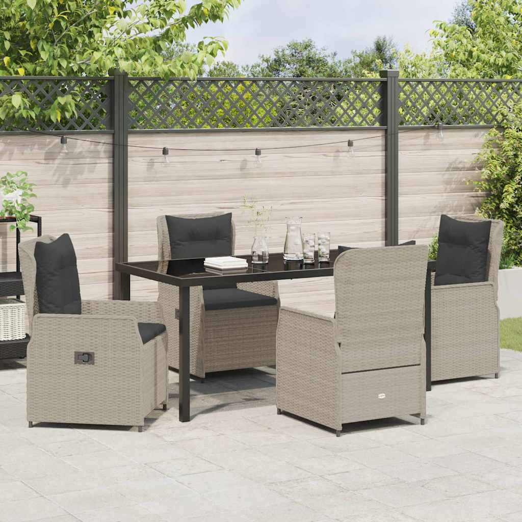 vidaXL Zestaw do jadalni w ogrodzie 5 pcs Jasnoszary polirattan
