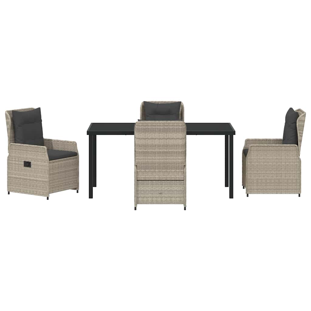 vidaXL Zestaw do jadalni w ogrodzie 5 pcs Jasnoszary polirattan