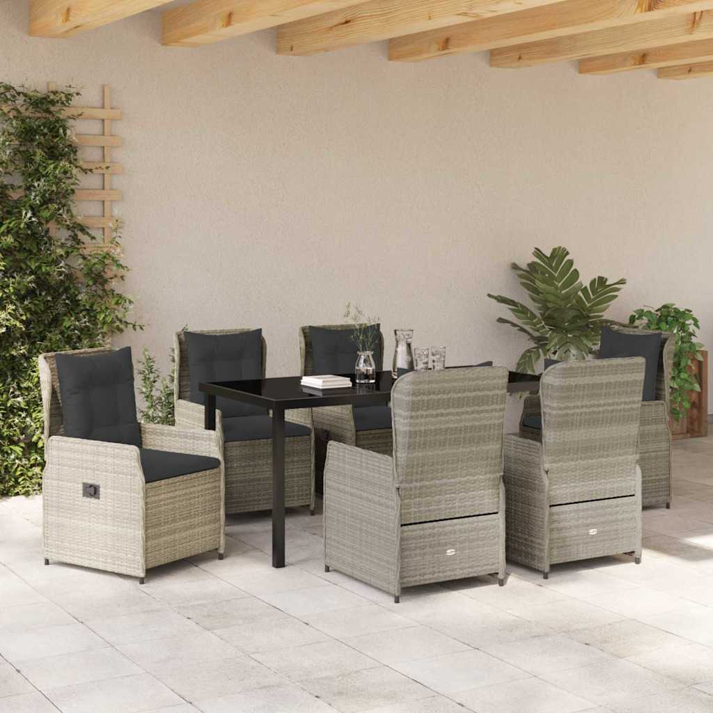 vidaXL Zestaw do jadalni w ogrodzie 7 pcs Jasnoszary polirattan