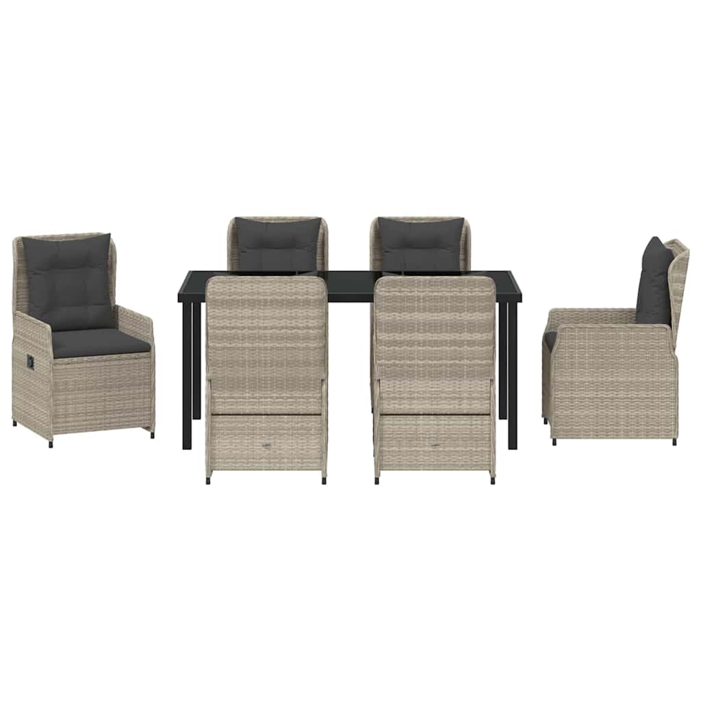 vidaXL Zestaw do jadalni w ogrodzie 7 pcs Jasnoszary polirattan