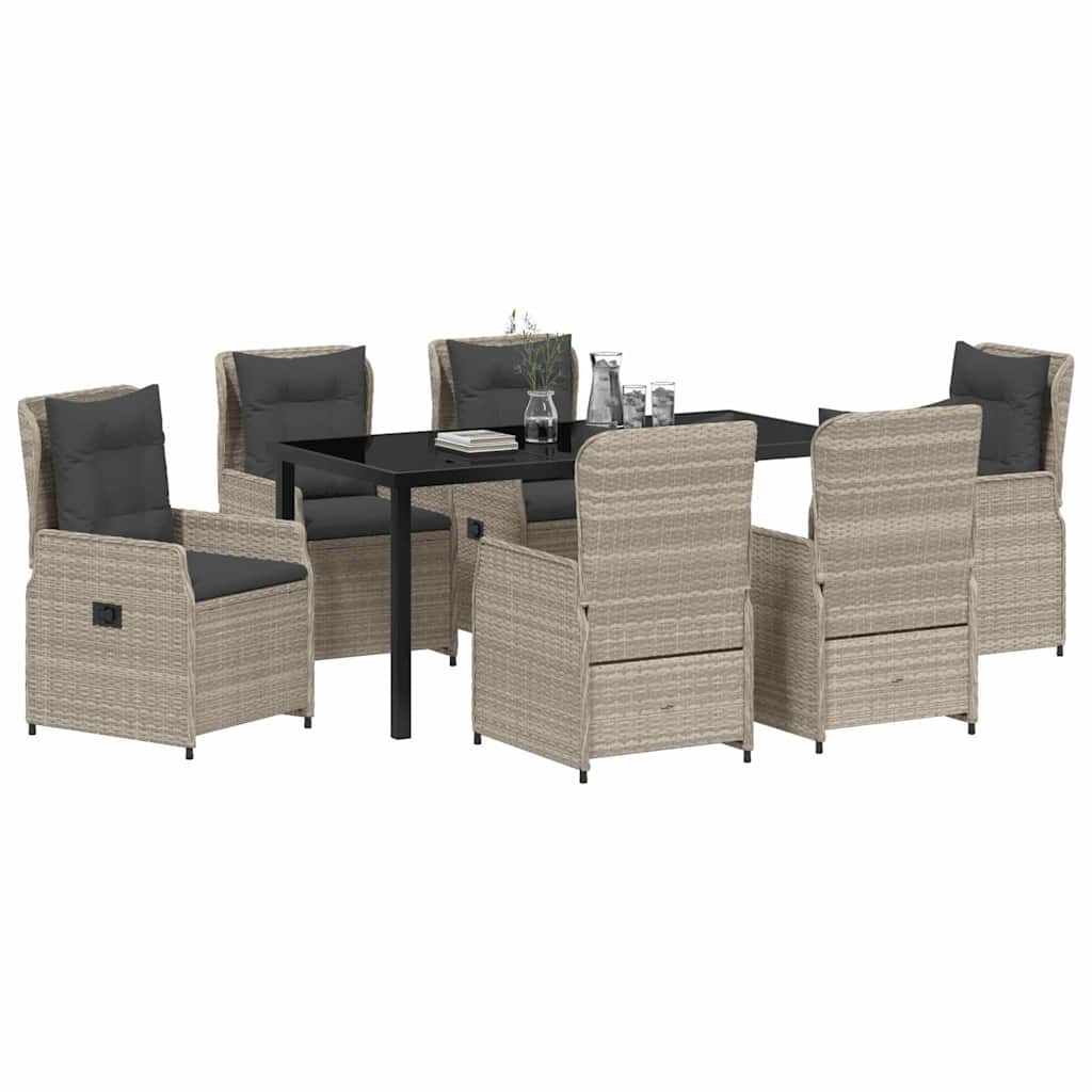 vidaXL Zestaw do jadalni w ogrodzie 7 pcs Jasnoszary polirattan