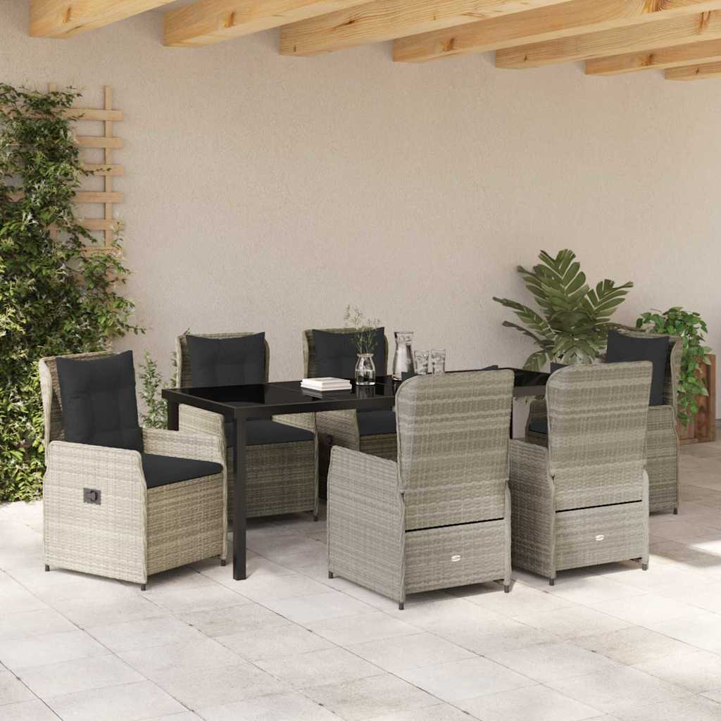 vidaXL Zestaw do jadalni w ogrodzie 7 pcs Jasnoszary polirattan