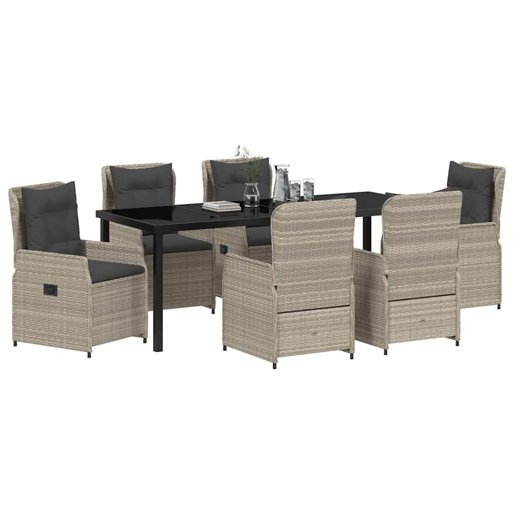 vidaXL Zestaw do jadalni w ogrodzie 7 pcs Jasnoszary polirattan