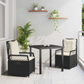 vidaXL Zestaw do jadalni w ogrodzie 3 pcs Czarny polirattan