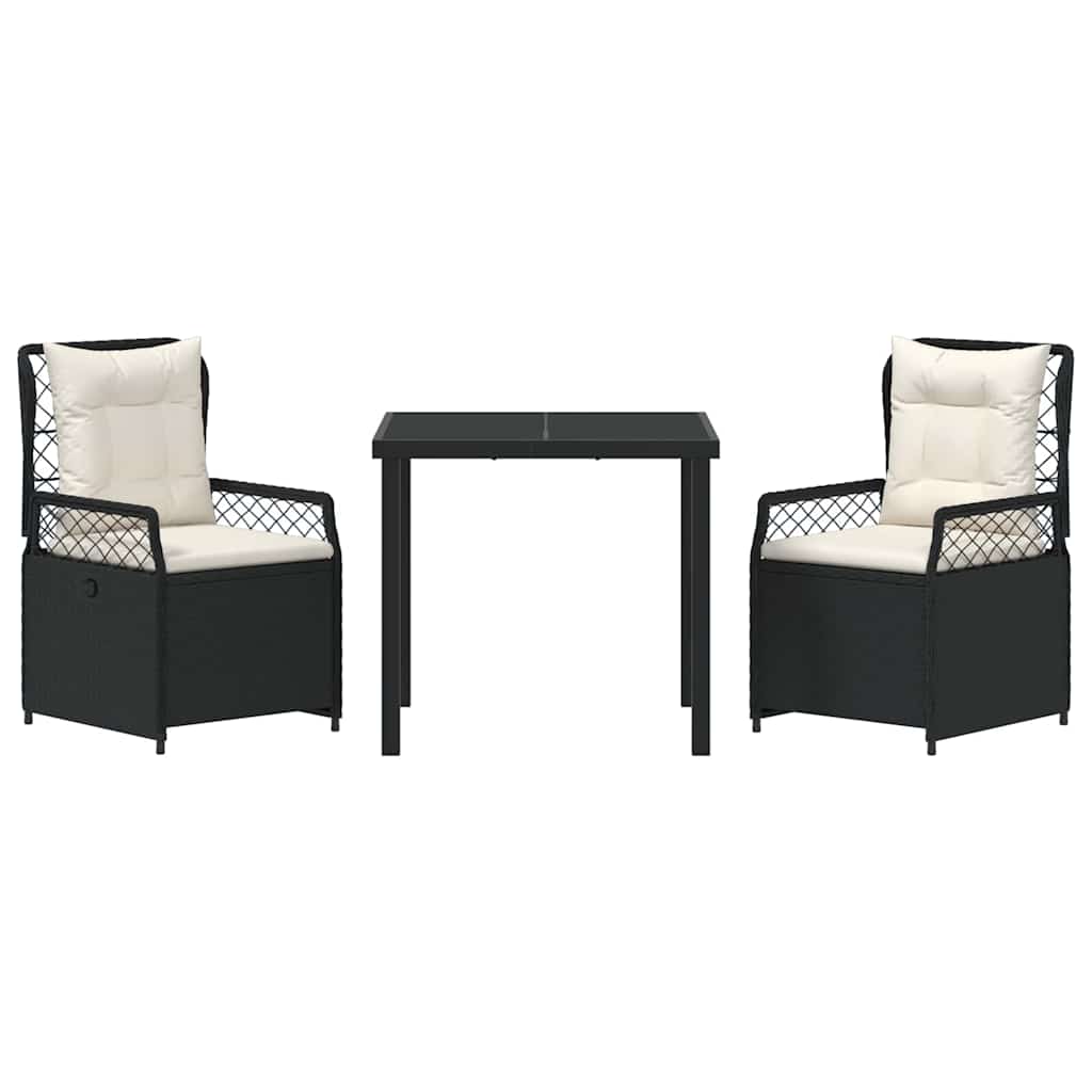 vidaXL Zestaw do jadalni w ogrodzie 3 pcs Czarny polirattan
