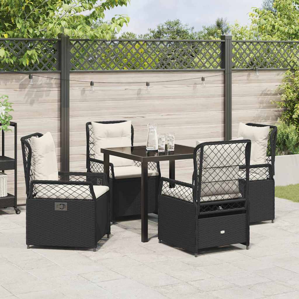 vidaXL Zestaw do jadalni w ogrodzie 5 pcs Czarny polirattan