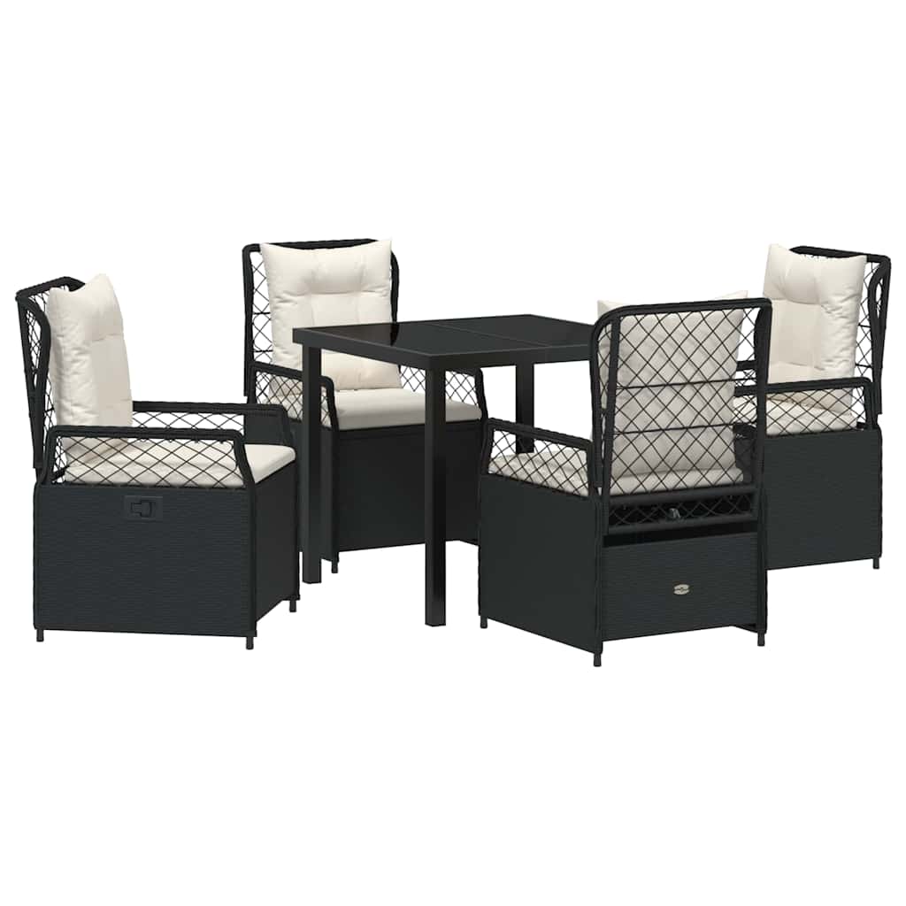 vidaXL Zestaw do jadalni w ogrodzie 5 pcs Czarny polirattan