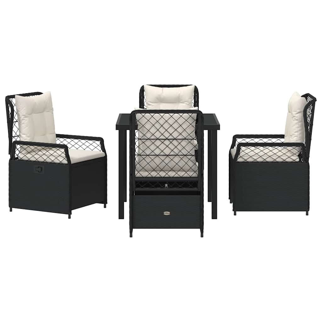 vidaXL Zestaw do jadalni w ogrodzie 5 pcs Czarny polirattan