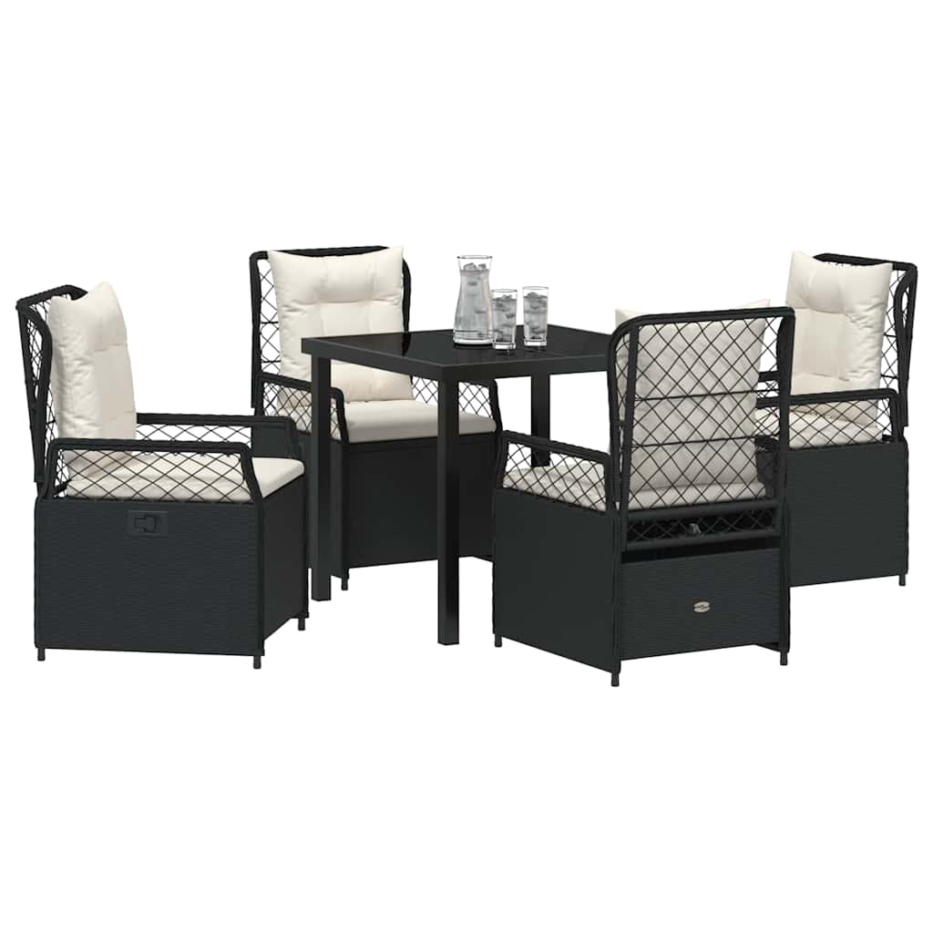 vidaXL Zestaw do jadalni w ogrodzie 5 pcs Czarny polirattan