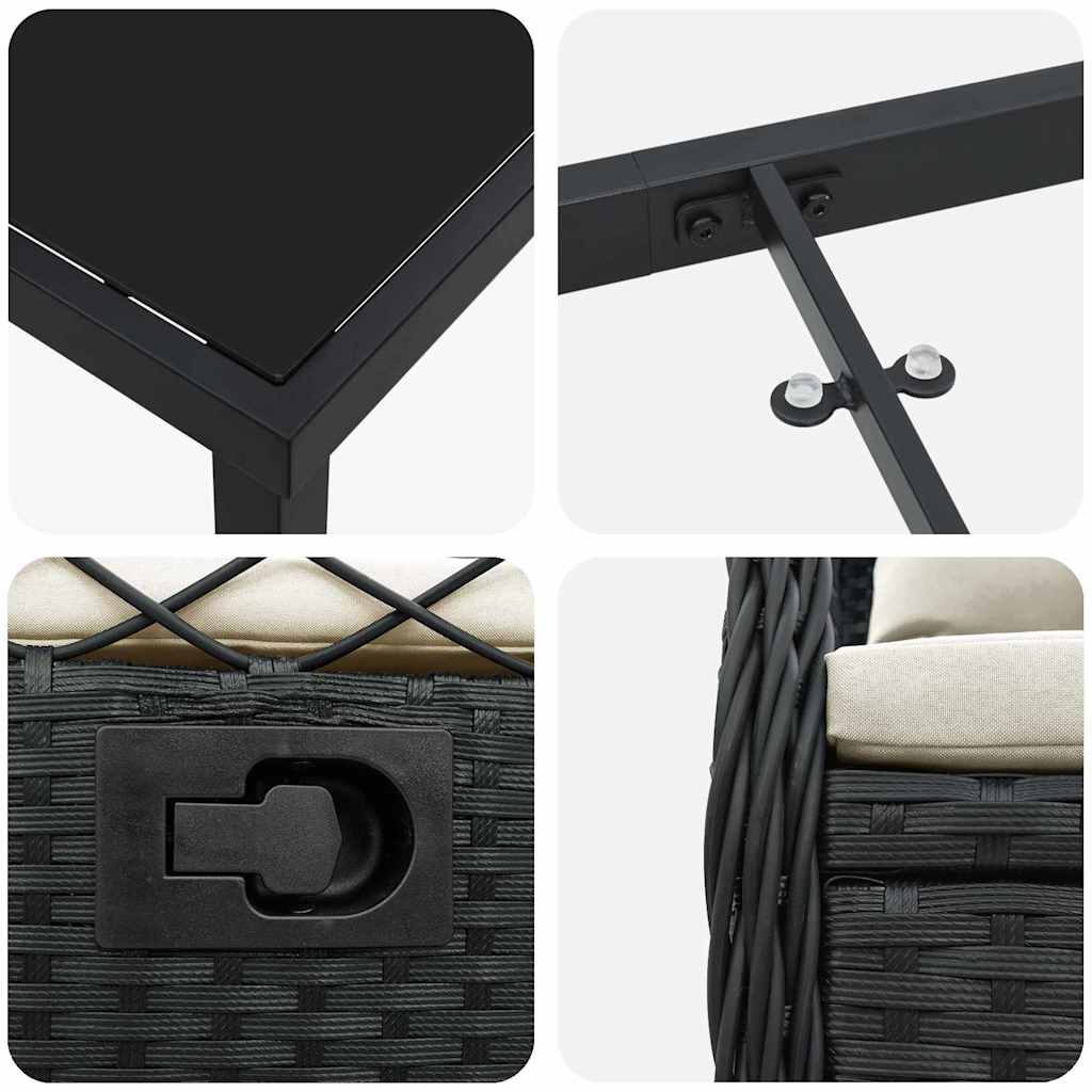 vidaXL Zestaw do jadalni w ogrodzie 5 pcs Czarny polirattan