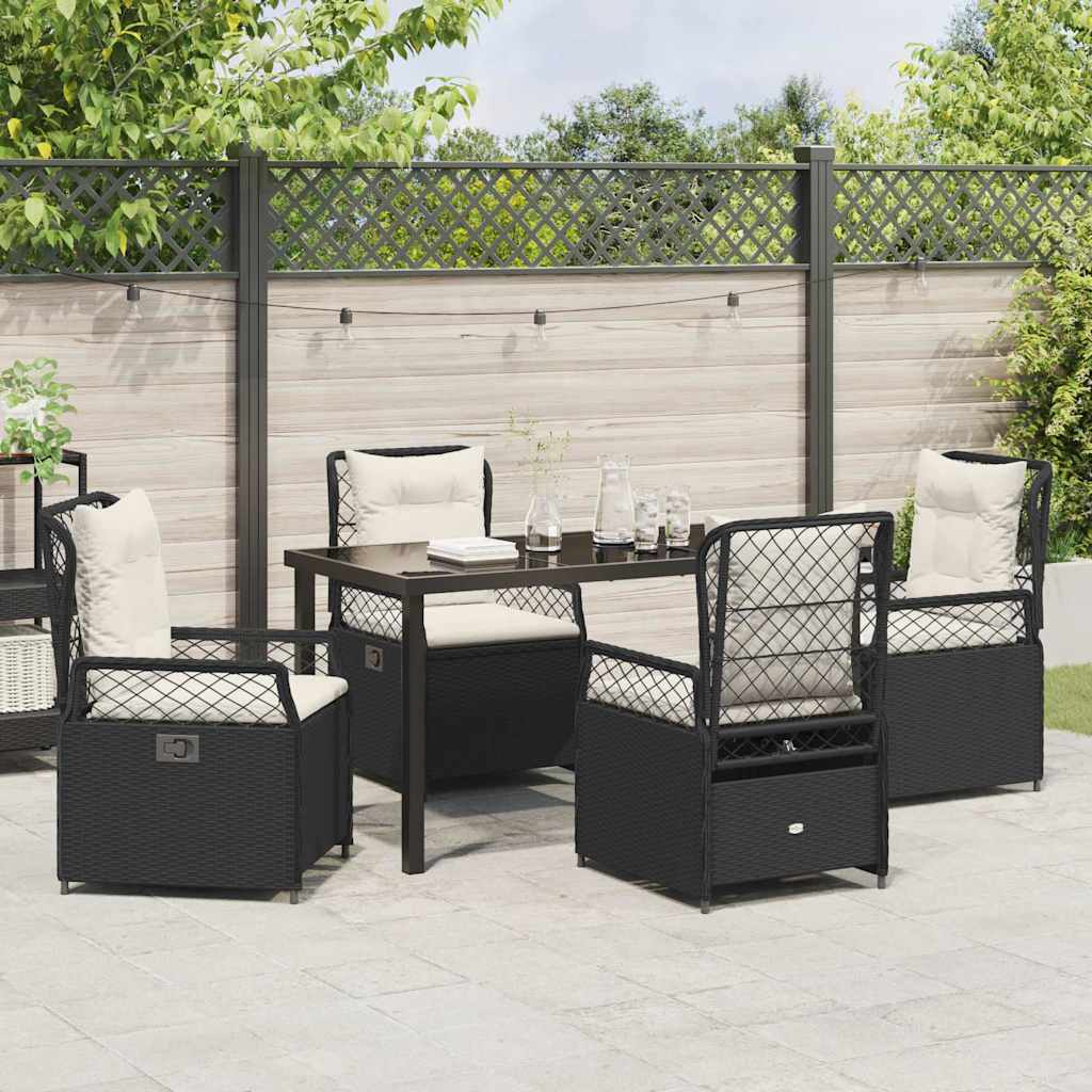vidaXL Zestaw do jadalni w ogrodzie 5 pcs Czarny polirattan
