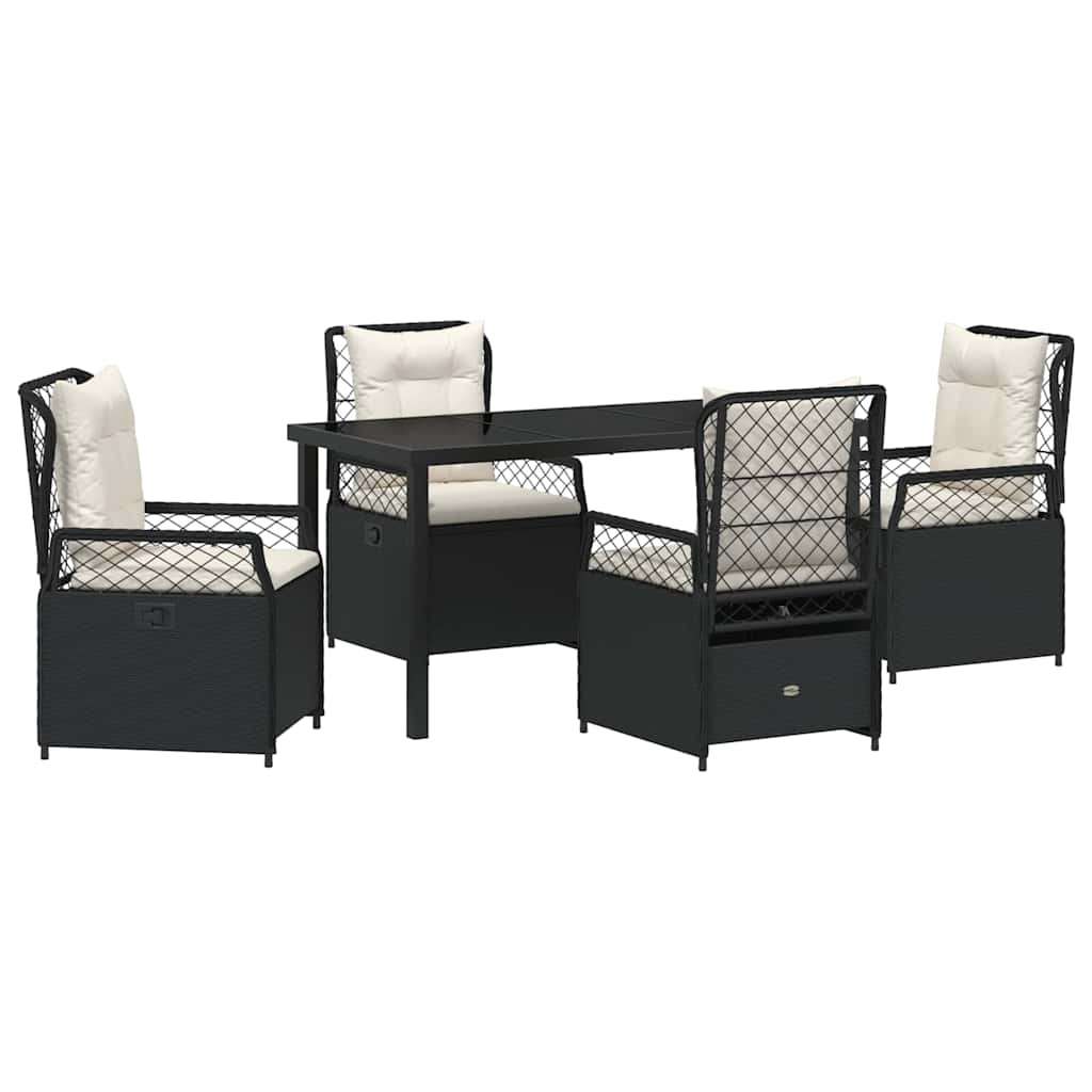 vidaXL Zestaw do jadalni w ogrodzie 5 pcs Czarny polirattan