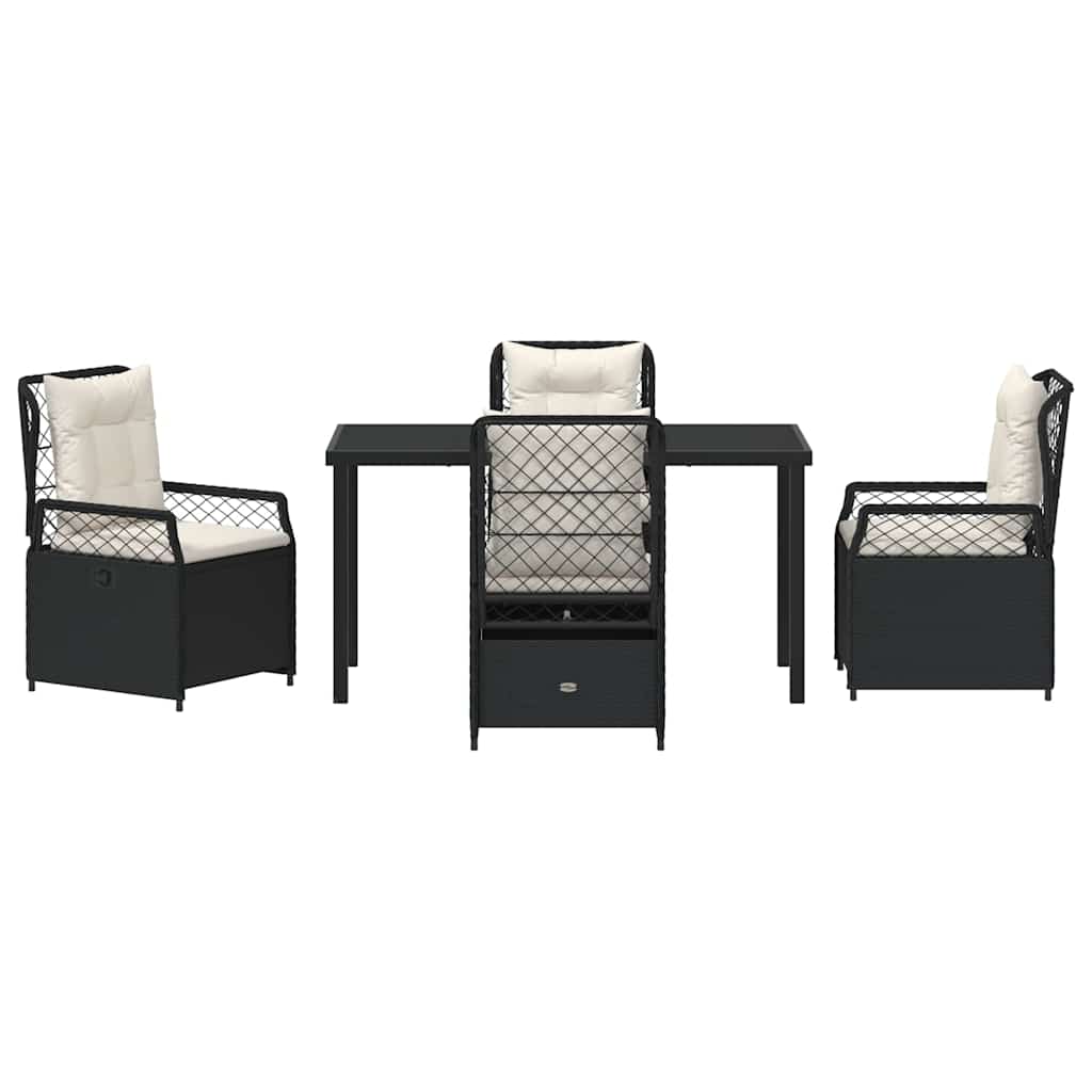 vidaXL Zestaw do jadalni w ogrodzie 5 pcs Czarny polirattan