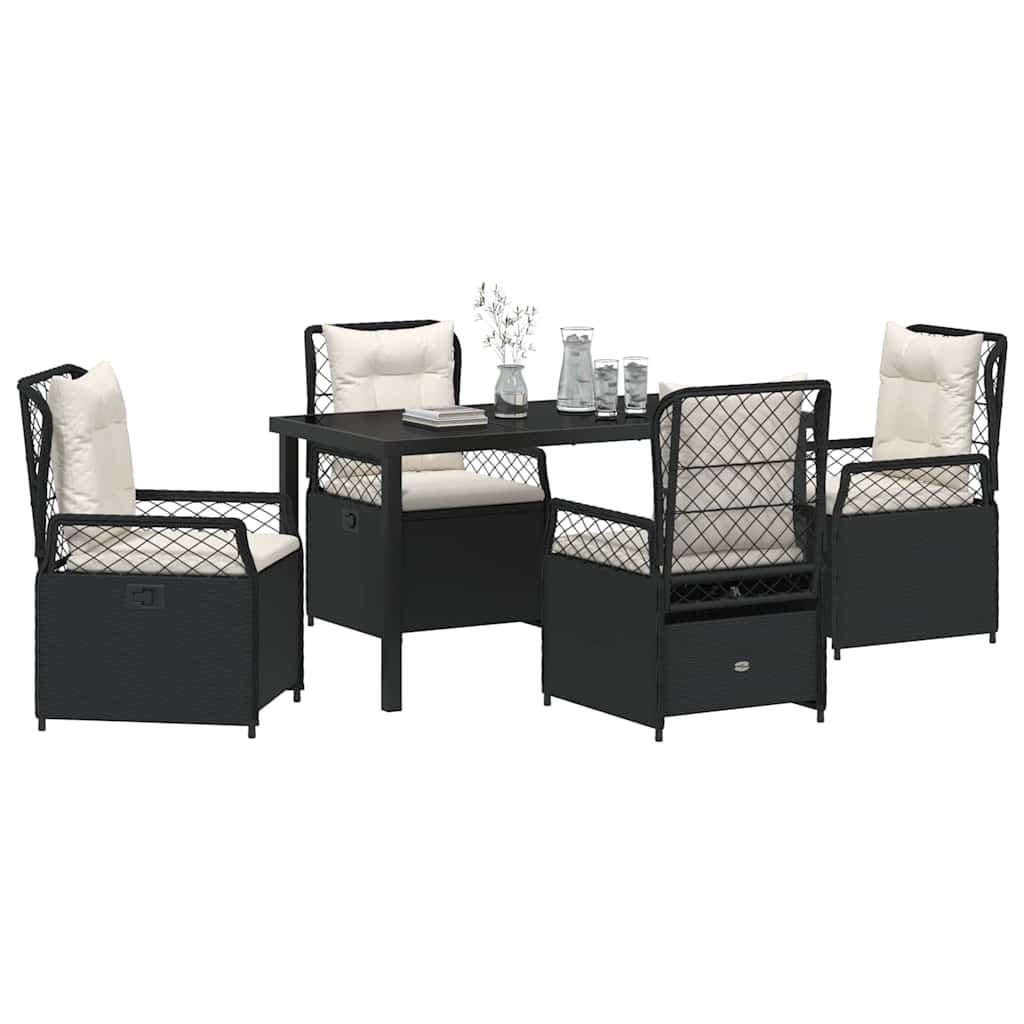 vidaXL Zestaw do jadalni w ogrodzie 5 pcs Czarny polirattan