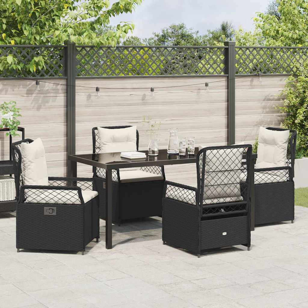 vidaXL Zestaw do jadalni w ogrodzie 5 pcs Czarny polirattan