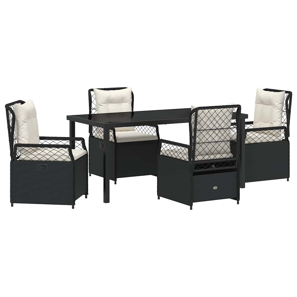 vidaXL Zestaw do jadalni w ogrodzie 5 pcs Czarny polirattan