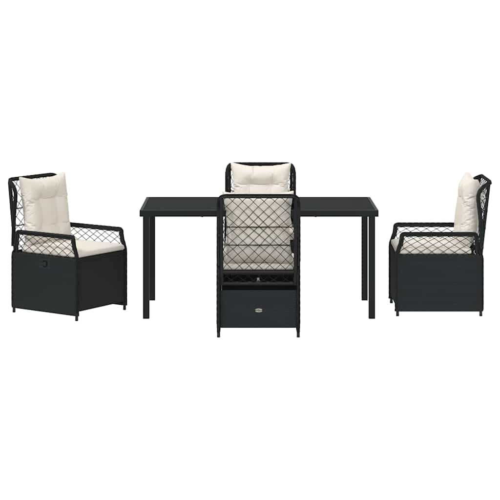vidaXL Zestaw do jadalni w ogrodzie 5 pcs Czarny polirattan