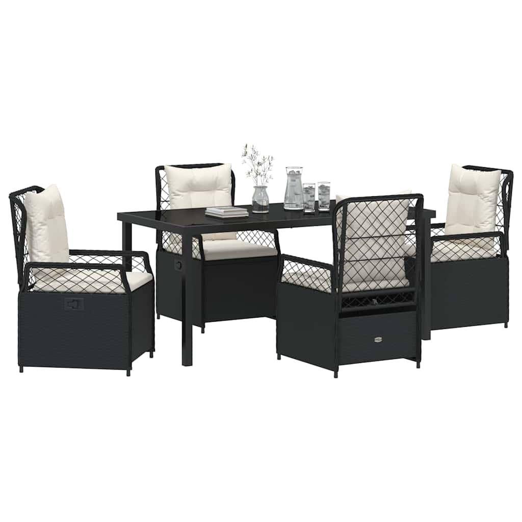 vidaXL Zestaw do jadalni w ogrodzie 5 pcs Czarny polirattan