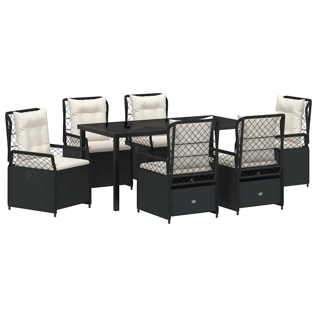 vidaXL Zestaw do jadalni w ogrodzie 7 pcs Czarny polirattan