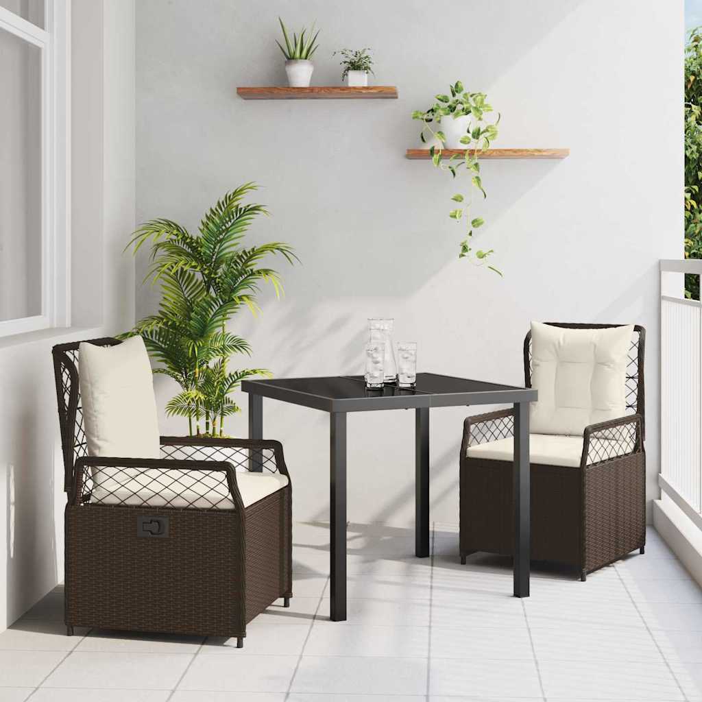 vidaXL Zestaw do jadalni w ogrodzie 3 pcs Brązowy polirattan