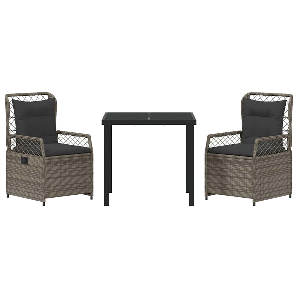 vidaXL Zestaw do jadalni w ogrodzie 3 pcs Szary polirattan