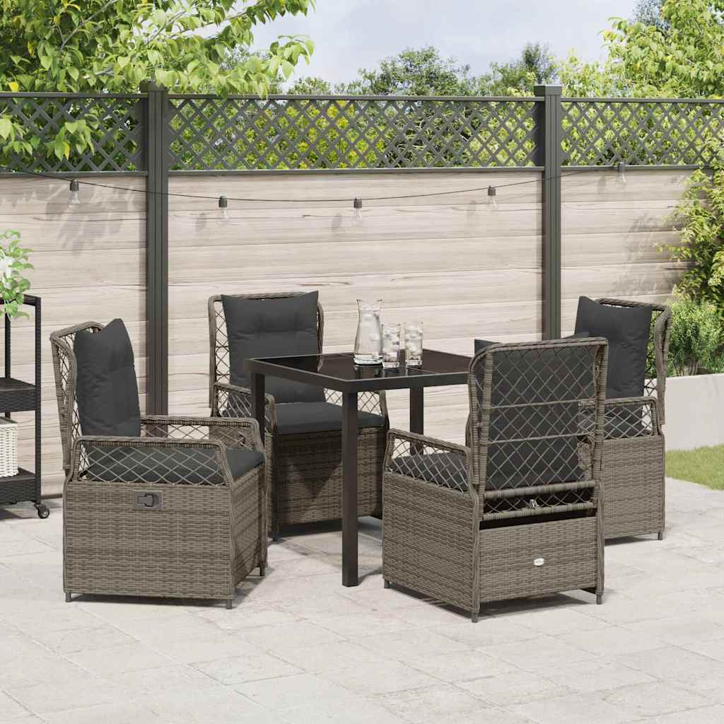vidaXL Zestaw do jadalni w ogrodzie 5 pcs Szary polirattan