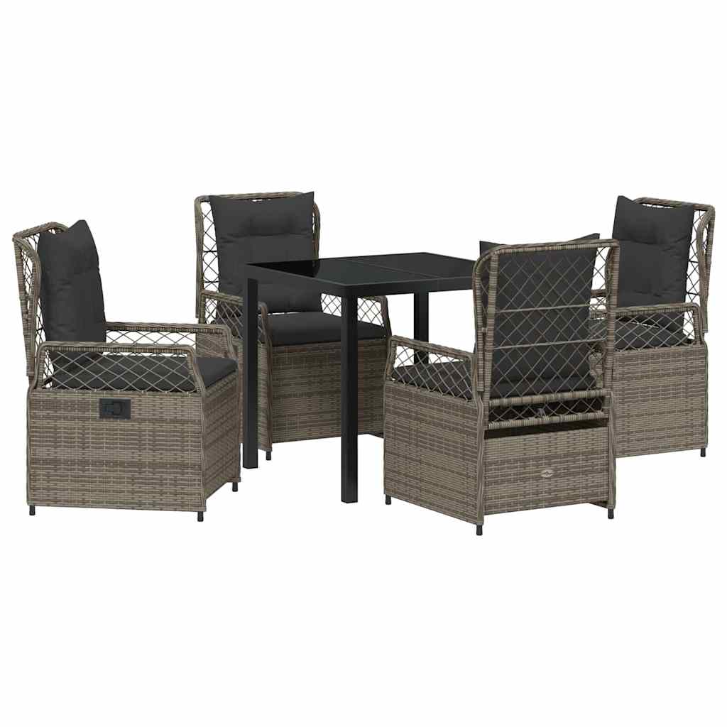 vidaXL Zestaw do jadalni w ogrodzie 5 pcs Szary polirattan