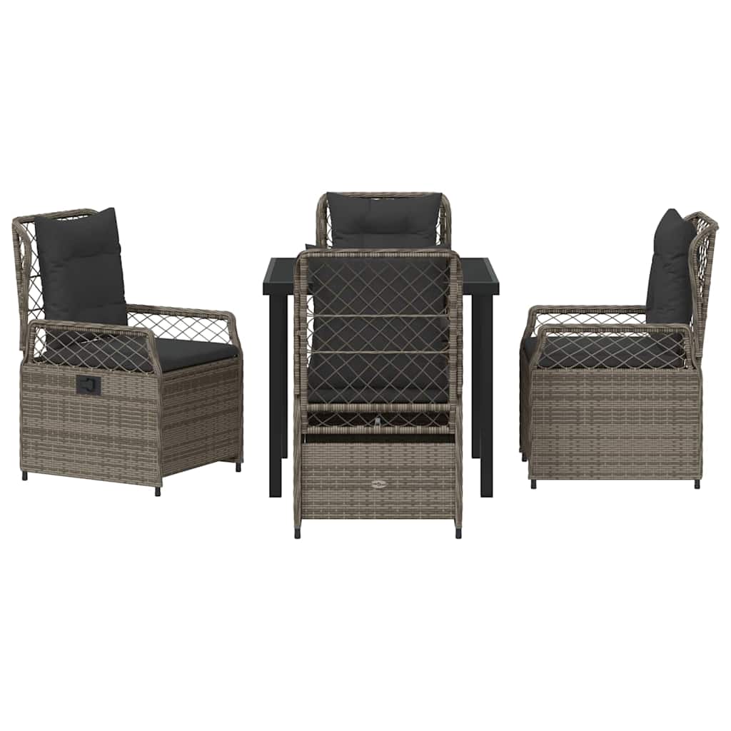 vidaXL Zestaw do jadalni w ogrodzie 5 pcs Szary polirattan