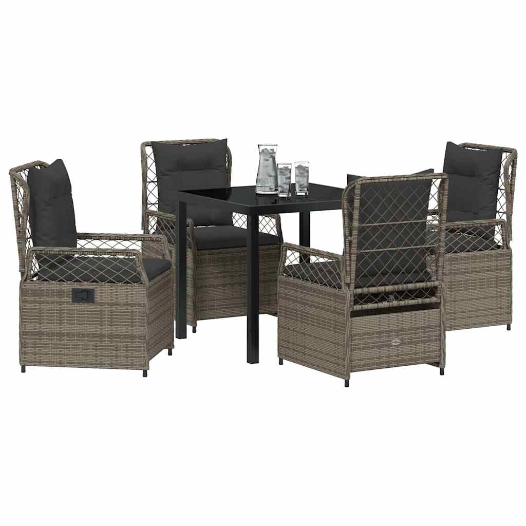 vidaXL Zestaw do jadalni w ogrodzie 5 pcs Szary polirattan