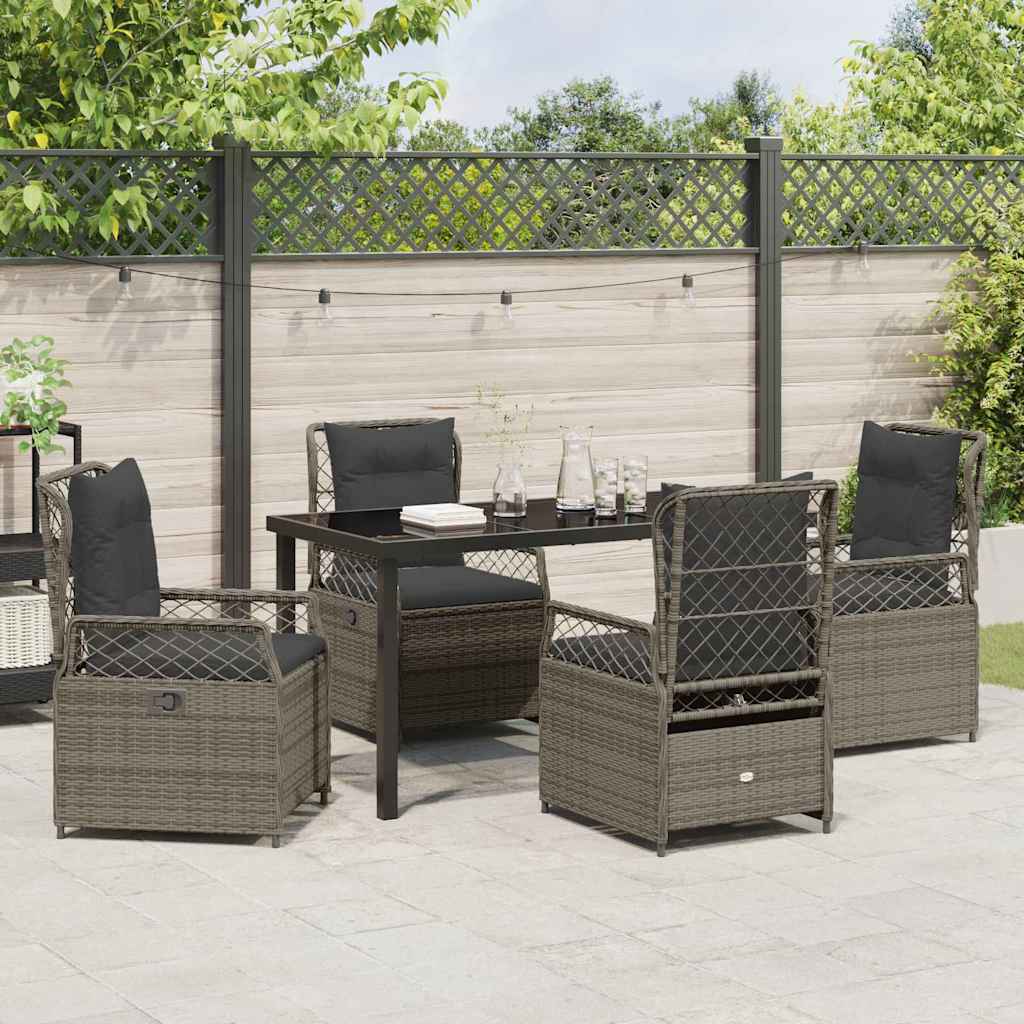 vidaXL Zestaw do jadalni w ogrodzie 5 pcs Szary polirattan