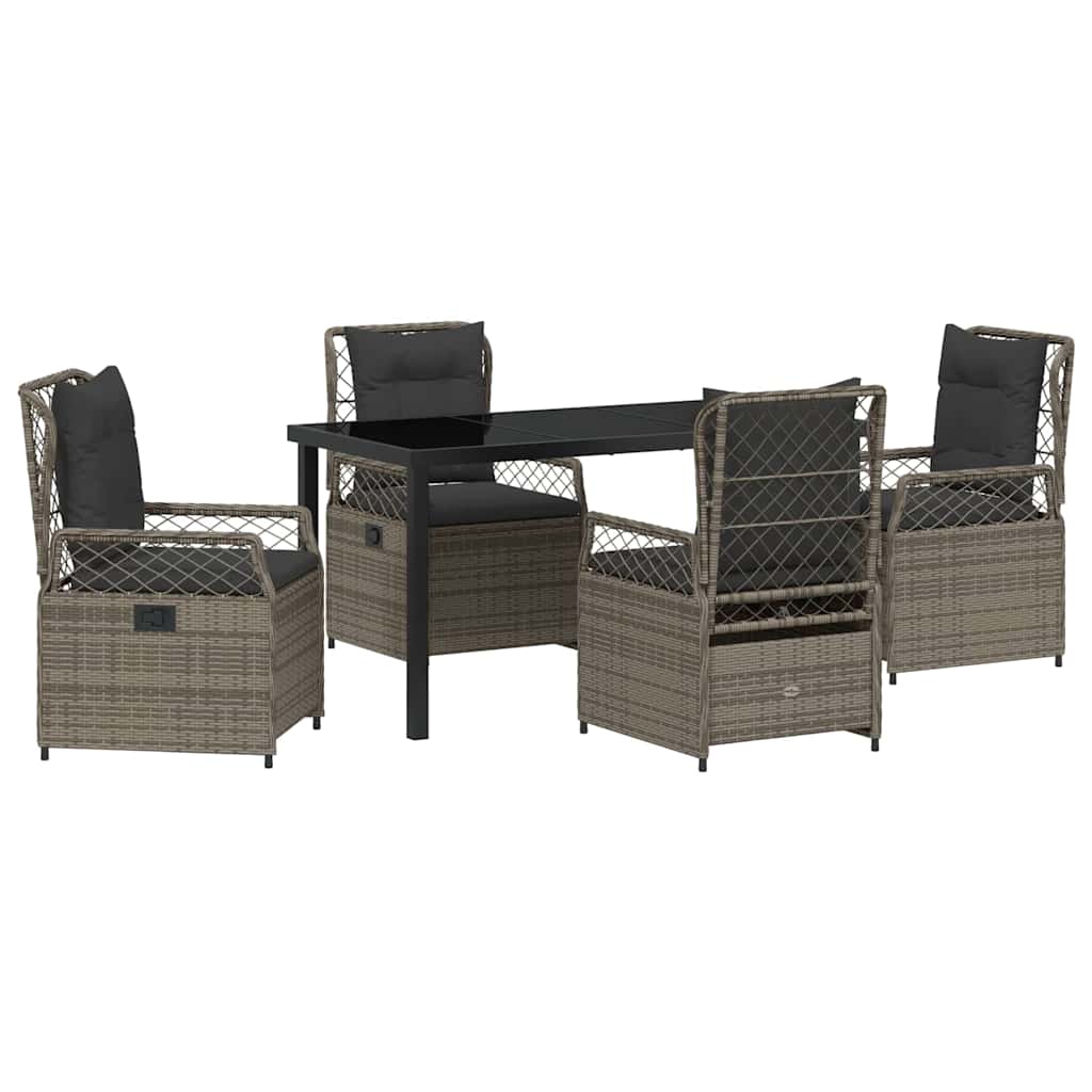 vidaXL Zestaw do jadalni w ogrodzie 5 pcs Szary polirattan