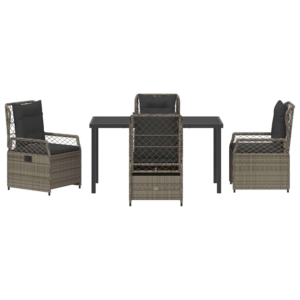 vidaXL Zestaw do jadalni w ogrodzie 5 pcs Szary polirattan