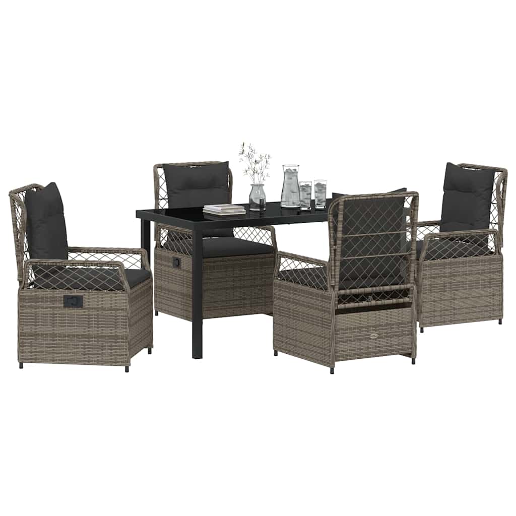 vidaXL Zestaw do jadalni w ogrodzie 5 pcs Szary polirattan