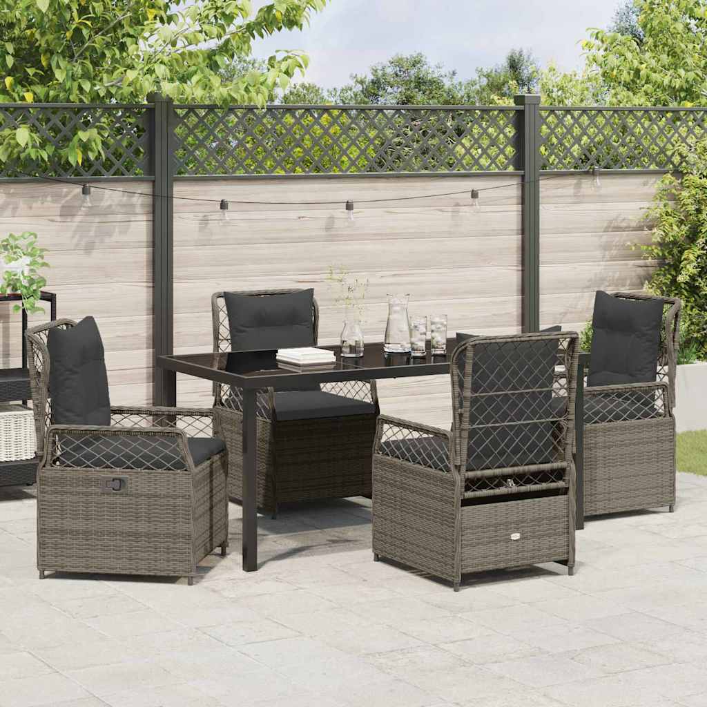 vidaXL Zestaw do jadalni w ogrodzie 5 pcs Szary polirattan
