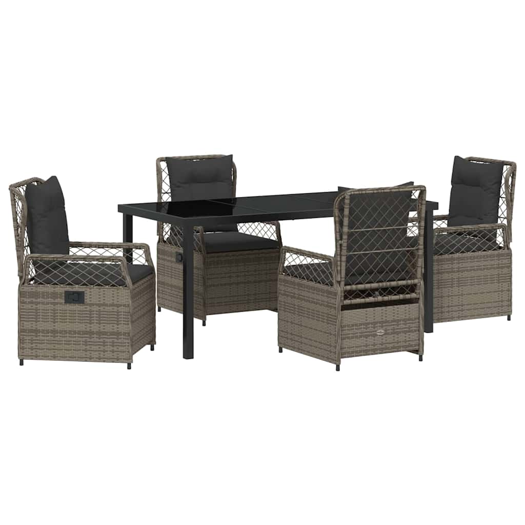 vidaXL Zestaw do jadalni w ogrodzie 5 pcs Szary polirattan