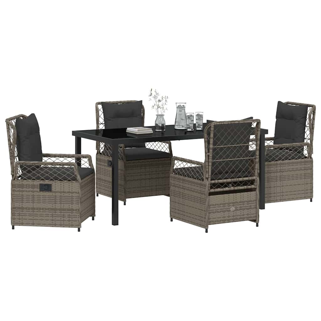 vidaXL Zestaw do jadalni w ogrodzie 5 pcs Szary polirattan