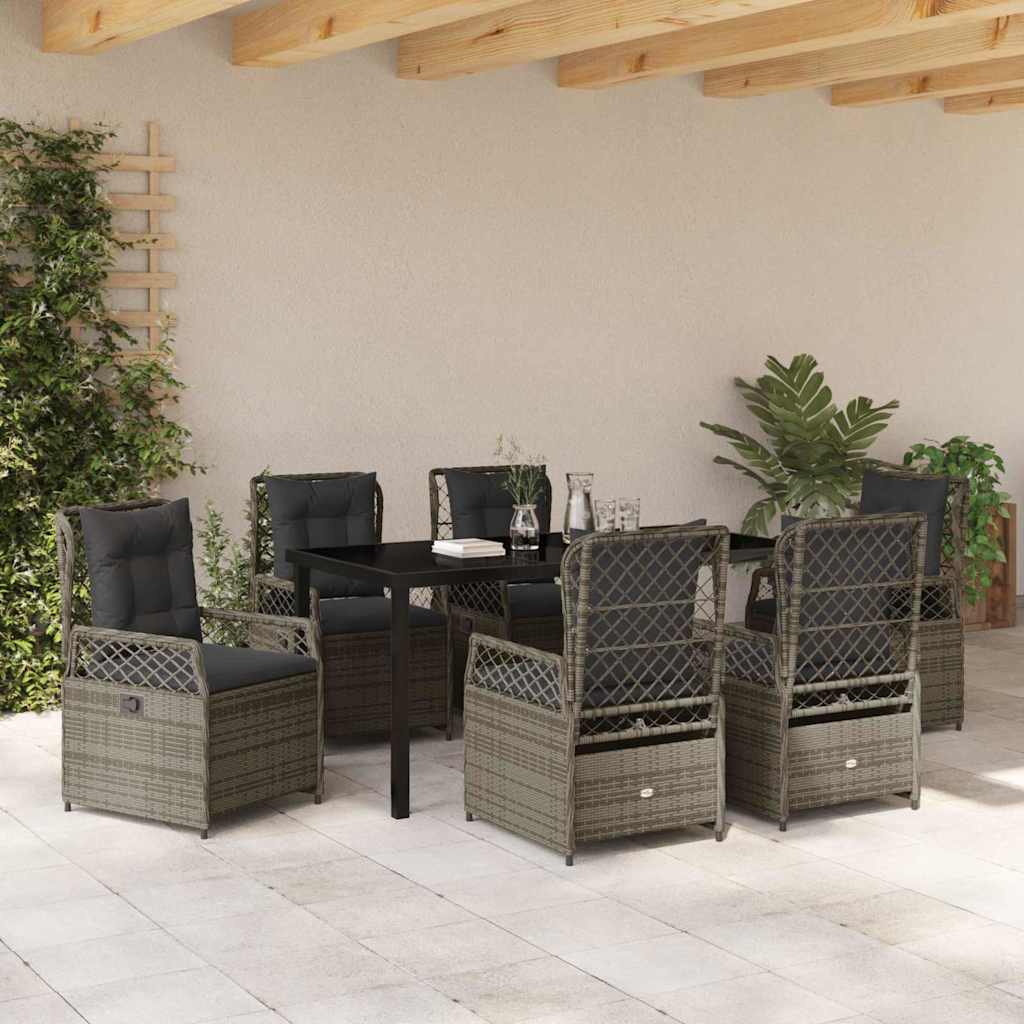 vidaXL Zestaw do jadalni w ogrodzie 7 pcs Szary polirattan