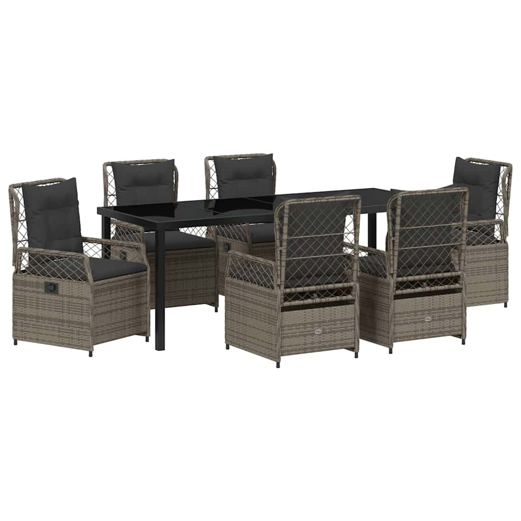 vidaXL Zestaw do jadalni w ogrodzie 7 pcs Szary polirattan