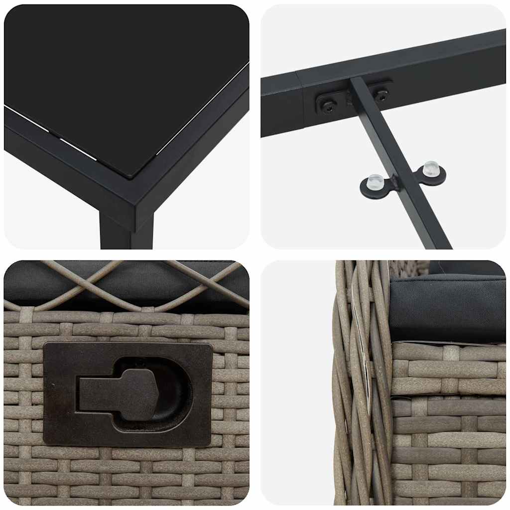 vidaXL Zestaw do jadalni w ogrodzie 7 pcs Szary polirattan