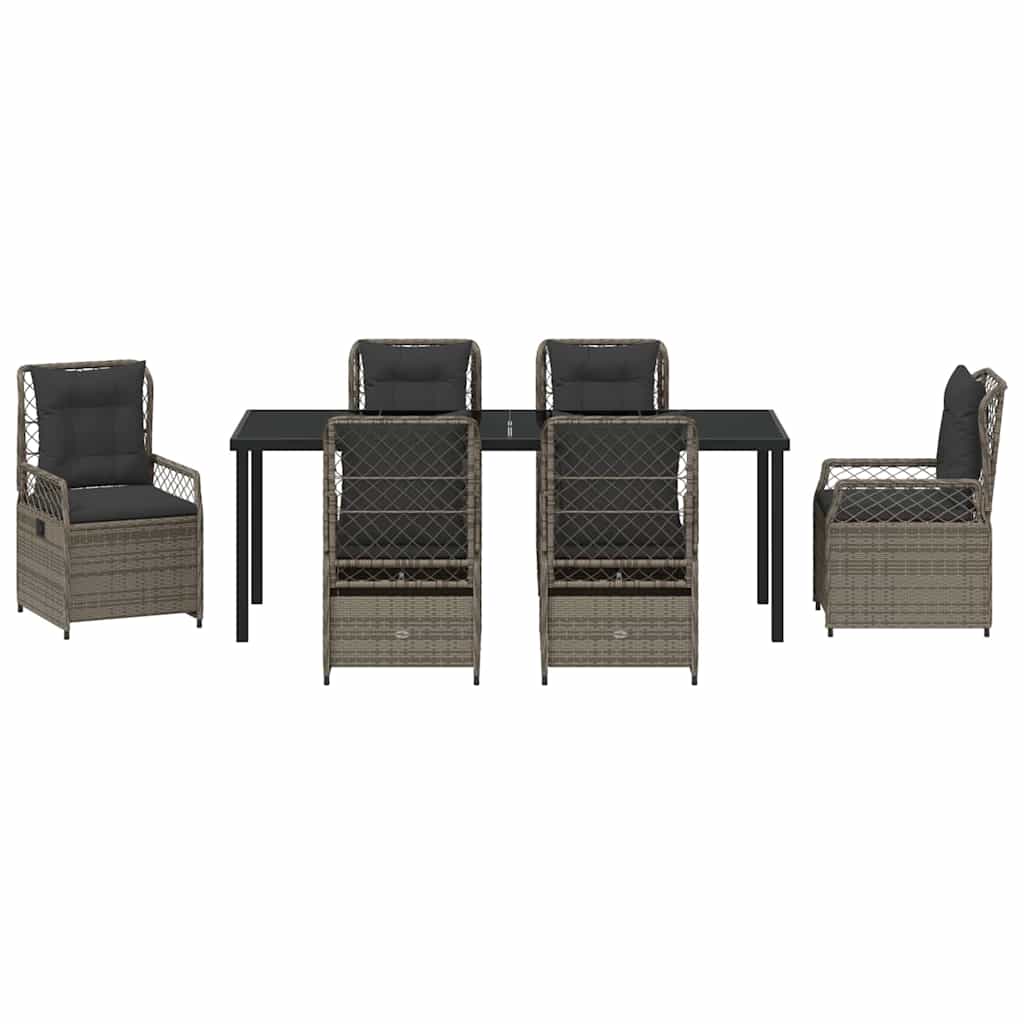 vidaXL Zestaw do jadalni w ogrodzie 7 pcs Szary polirattan