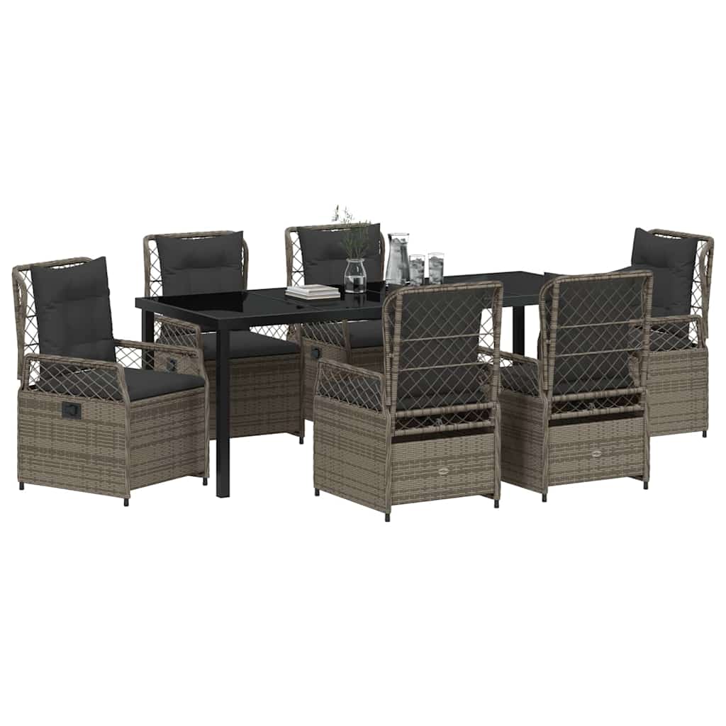 vidaXL Zestaw do jadalni w ogrodzie 7 pcs Szary polirattan