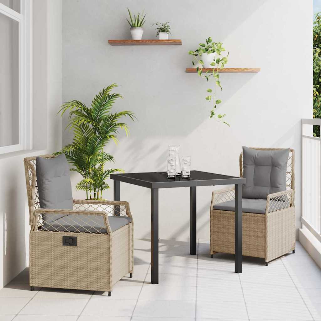 vidaXL Zestaw do jadalni w ogrodzie 3 pcs Beżowy i jasnoszary
