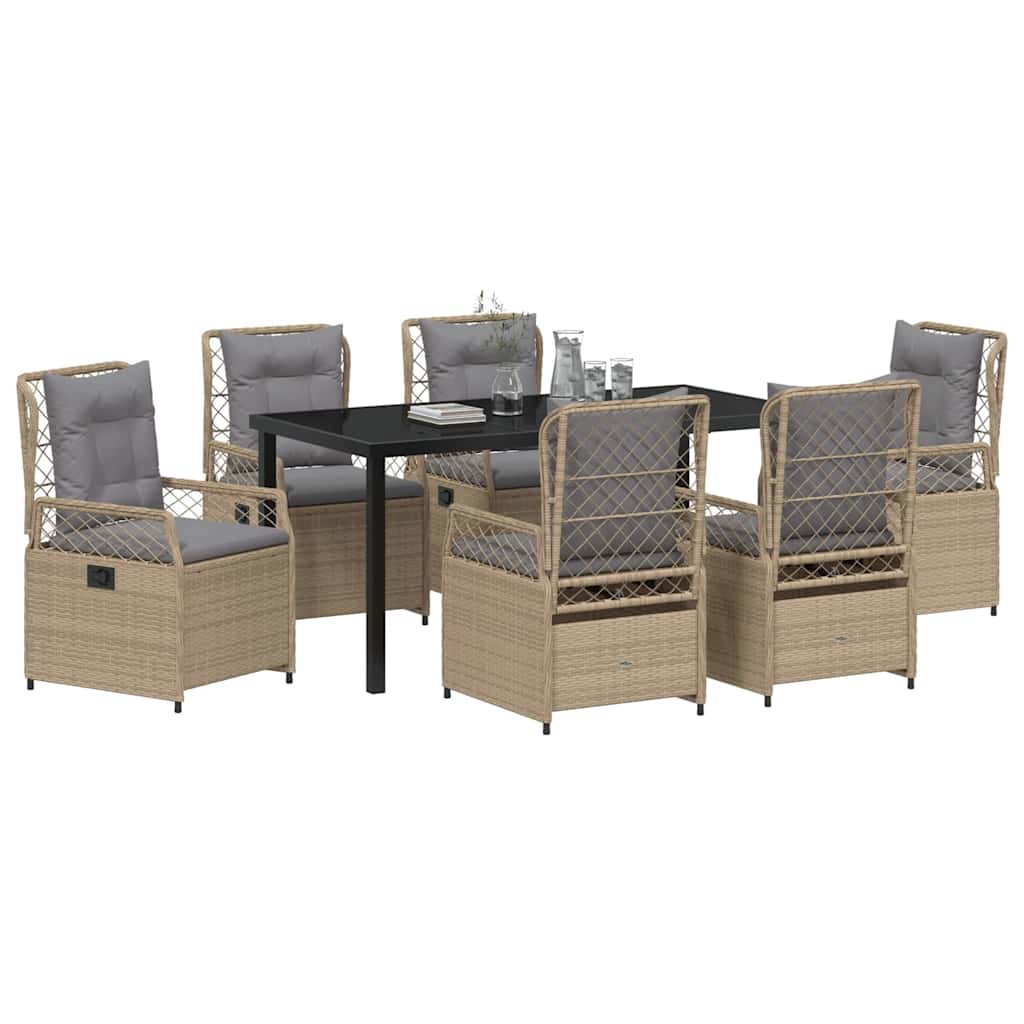 vidaXL Zestaw do jadalni w ogrodzie 7 pcs Beżowy i jasnoszary